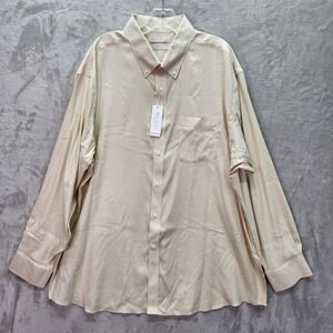 Roundtree & Yorke Button Down Mens XXL Cream Beige Gold Label Shirt Non Iron New